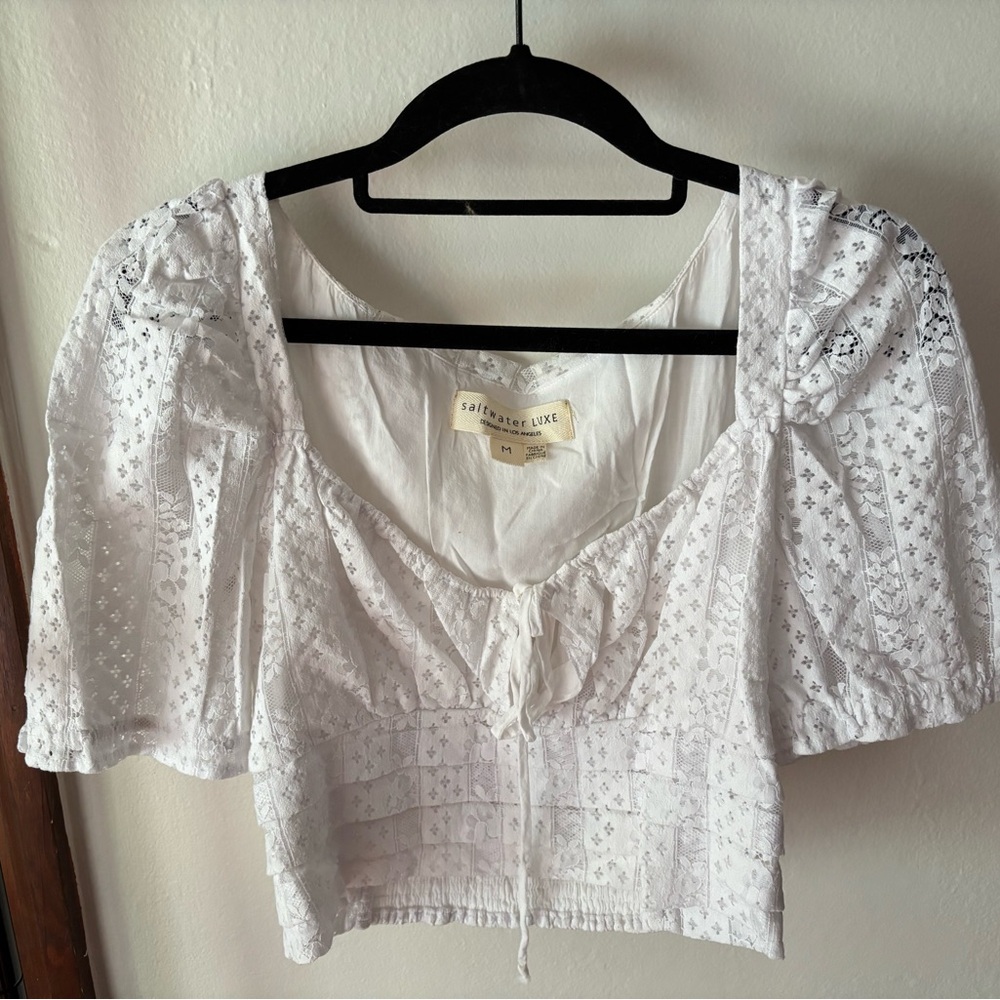 Saltwater Luxe White Eyelet Top